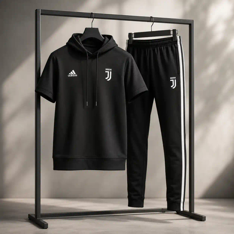 ست تیشرت کلاهدار و شلوار مردانه مدل ME-Juventus