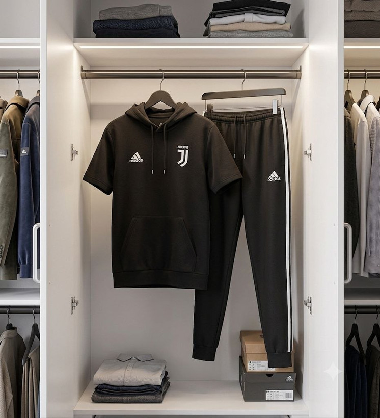 ست تیشرت کلاهدار و شلوار مردانه مدل ME-Juventus