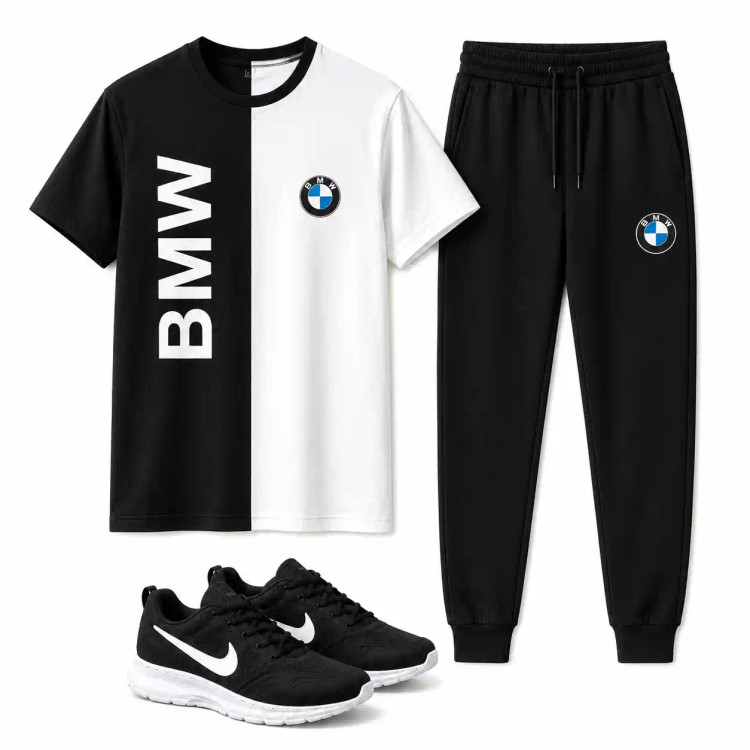پکیج ست تیشرت شلوار bmw مردانه مدل Noman کفش ورزشی مدل Pavlo