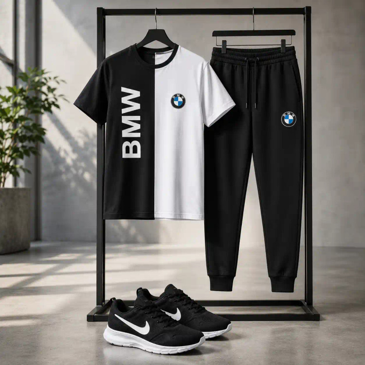 پکیج ست تیشرت شلوار bmw مردانه مدل Noman کفش ورزشی مدل Pavlo