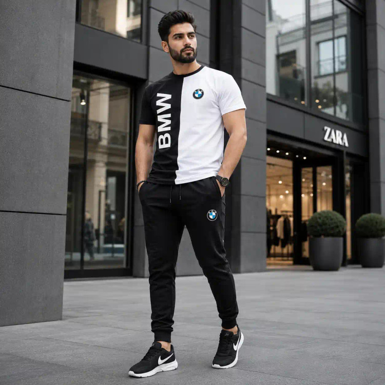 پکیج ست تیشرت شلوار bmw مردانه مدل Noman کفش ورزشی مدل Pavlo