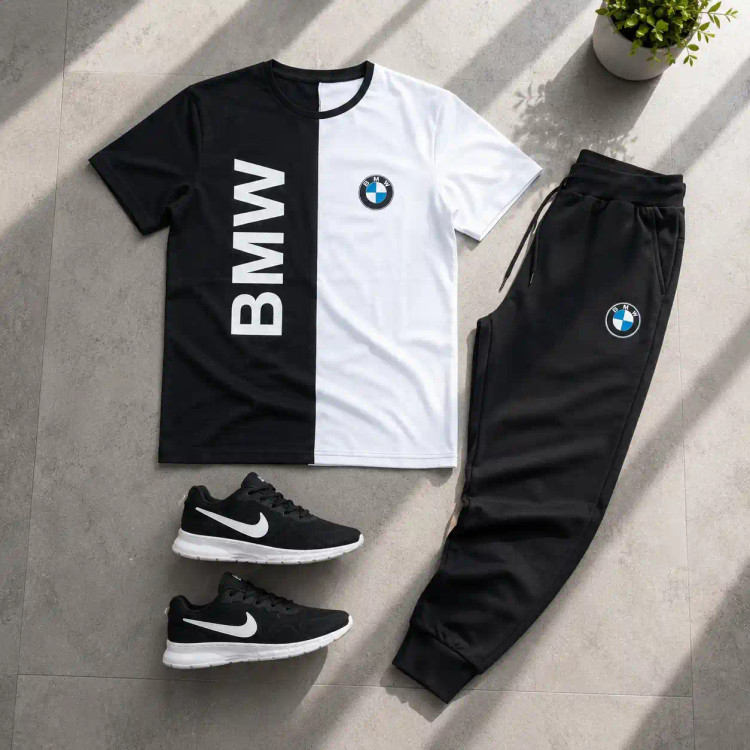 پکیج ست تیشرت شلوار bmw مردانه مدل Noman کفش ورزشی مدل Pavlo