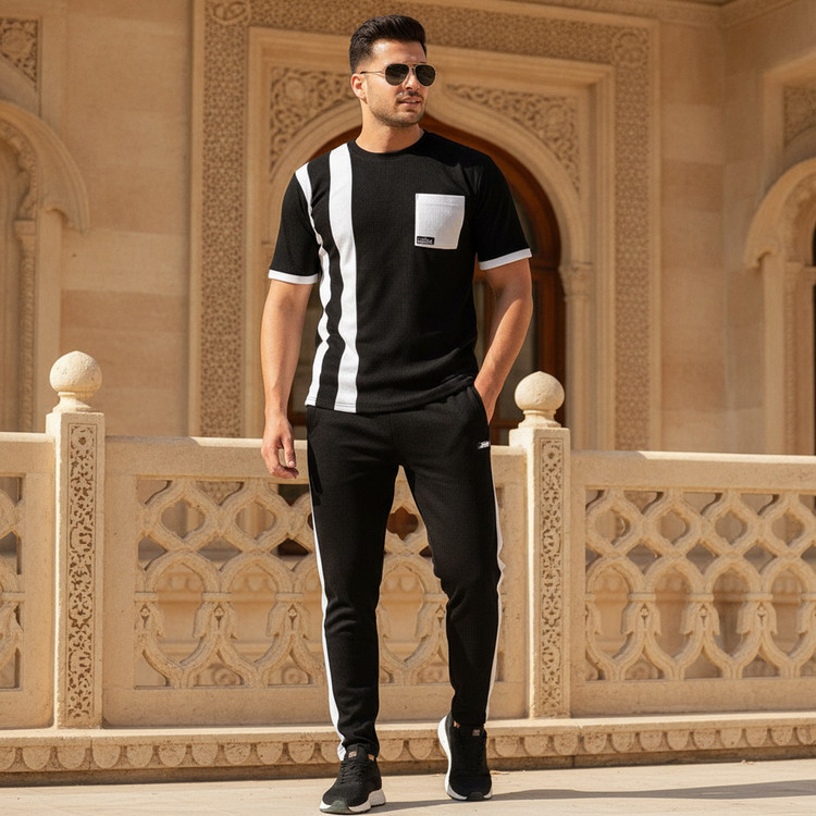 ست تیشرت شلوار کبریتی مشکی سفید Zara مدل 2082