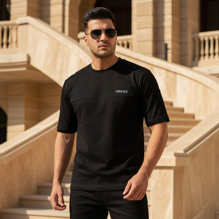 تیشرت آستین کوتاه مشکی VERSACE مدل 2081