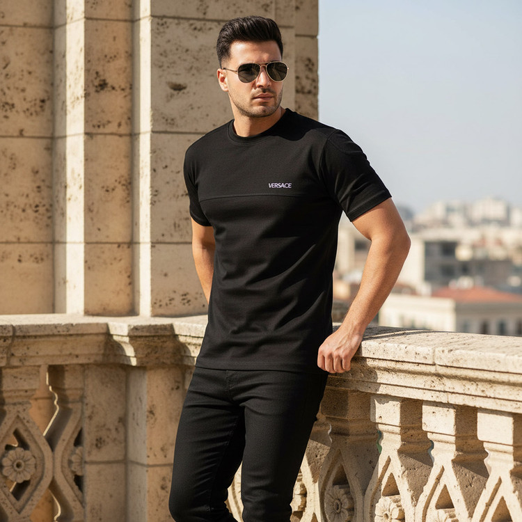 تیشرت آستین کوتاه مشکی VERSACE مدل 2081