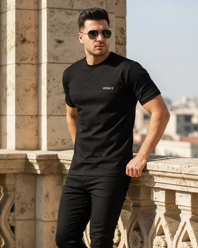 تیشرت آستین کوتاه مشکی VERSACE مدل 2081