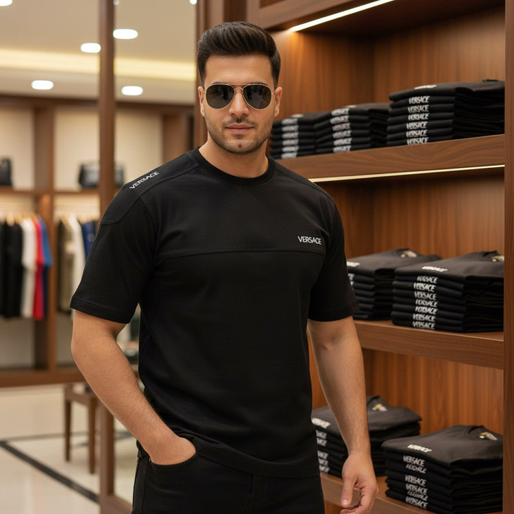 تیشرت آستین کوتاه مشکی VERSACE مدل 2081