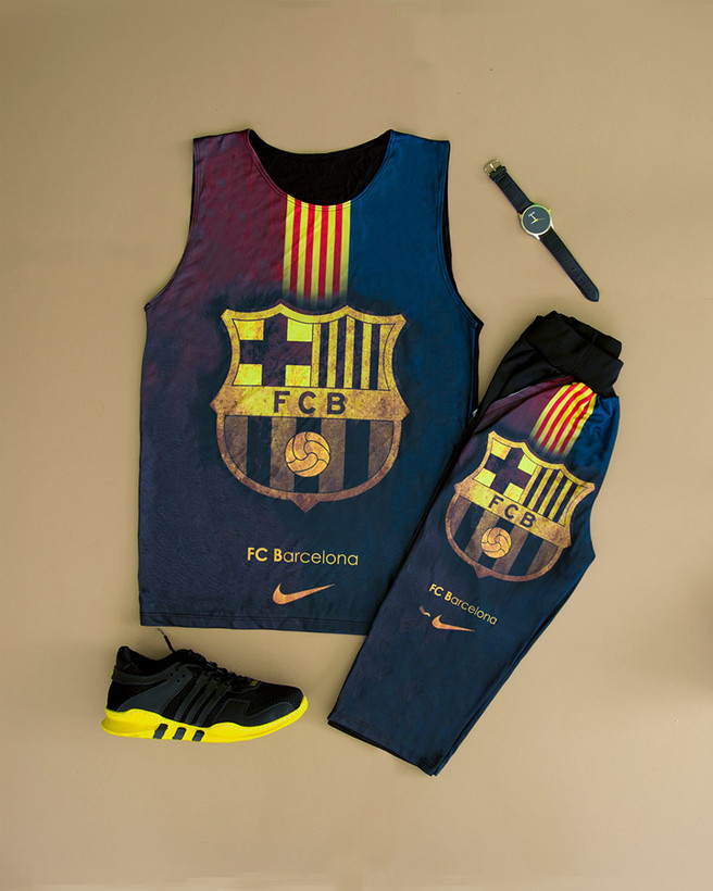 ست تاپ و شلوارک مردانه barcelona مدل SAB-olsxn
