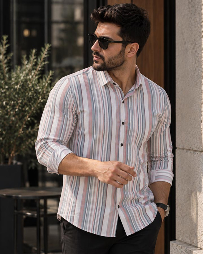 پیراهن مردانه آستین بلند مدل nevin کد SAB-6594